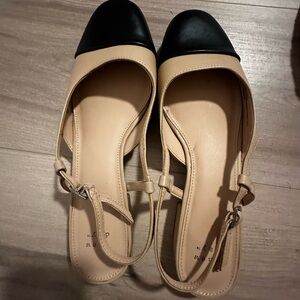 A New Day Elegant Black and Tan Women's Slingback Flats